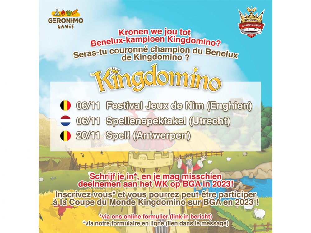 Vous pensez être le meilleur joueur de Kingdomino du Benelux ? Participez au championnat ! 